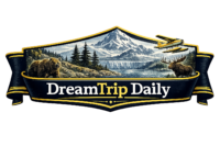 DreamTrip Daily logo with Alaska wilderness scene